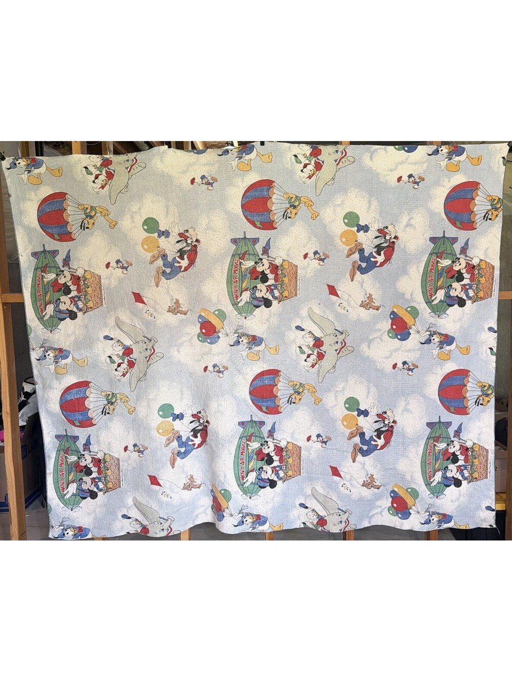 Vintage 70's Walt Disney Mickey Minnie Queen Blanket 60"x80"